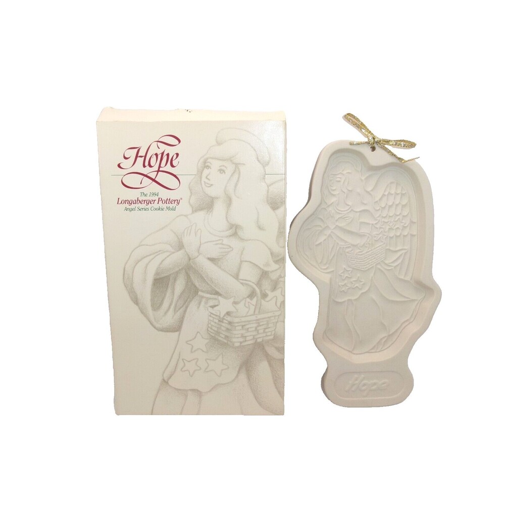 Longaberger Pottery Cookie Candy Mold Hope Angel Christmas 1994 New with Box